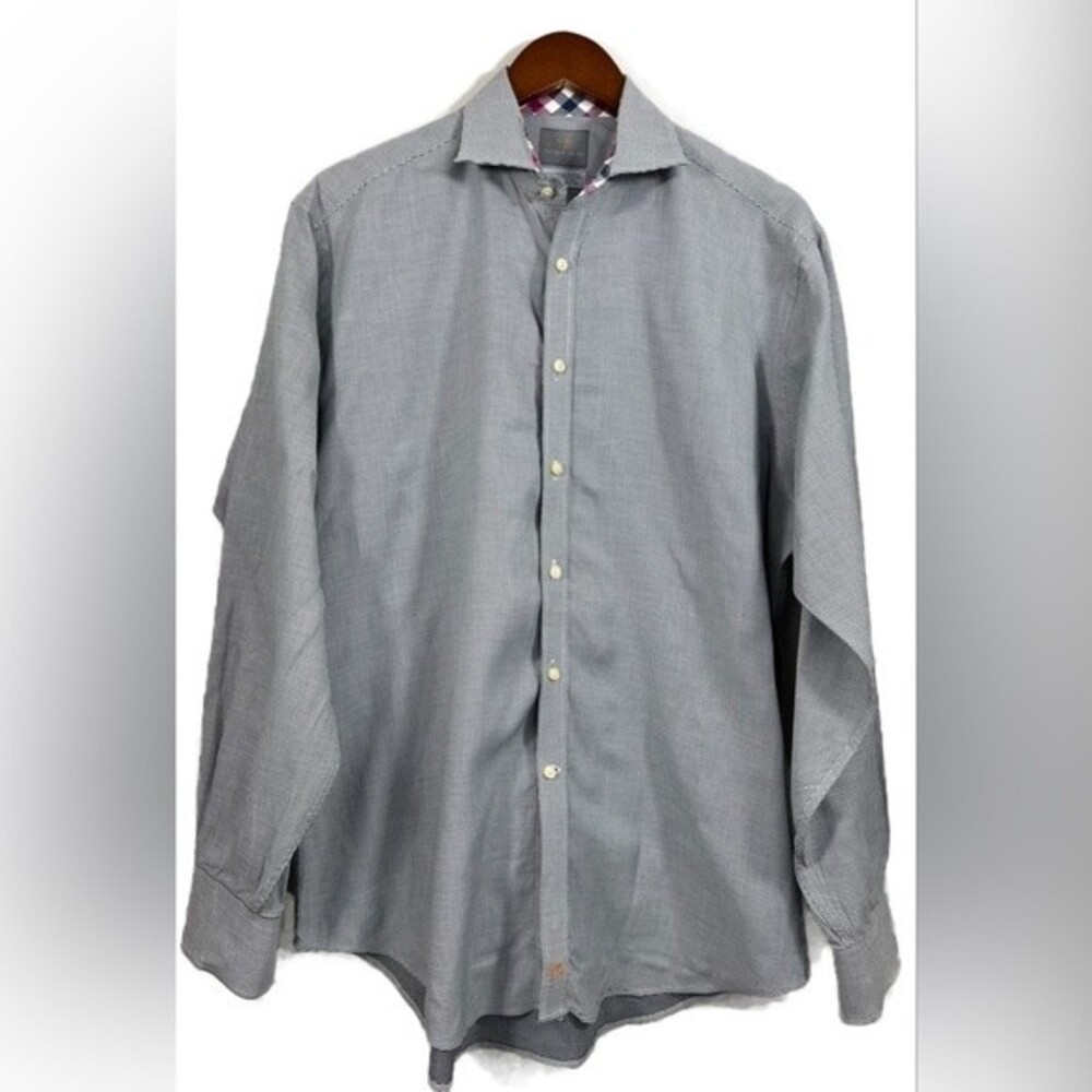 TD Thomas Dean Plaid 100% Cotton Gingham Button up Shirt Size Large